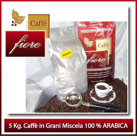 CAFFE IN GRANI BAR 100% ARABICA 5 Kg.Confez. da 1 Kg. Torrefazione 